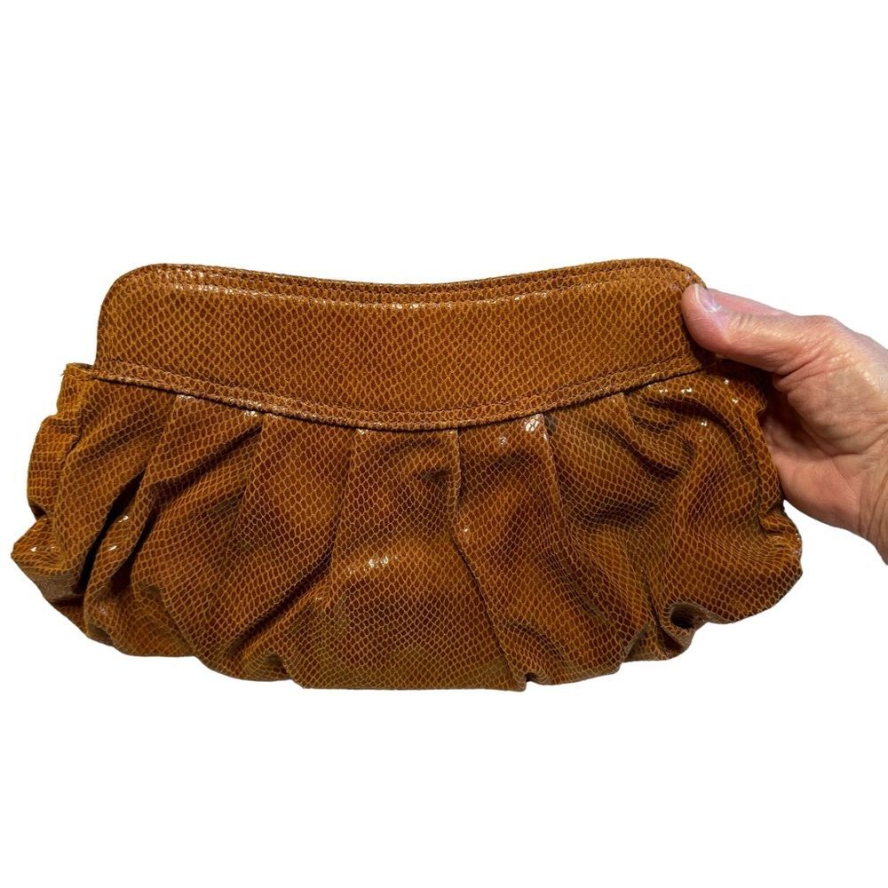 Hype Vadim Brown Women's Leather Purse Clutch Reptile Magnetic Closure